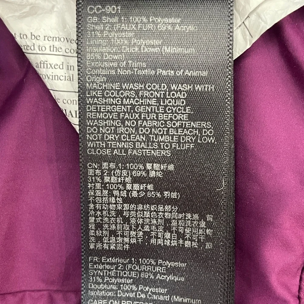 Marmot Puffer Coat with Fur Hood purple girls medium 700 down fill